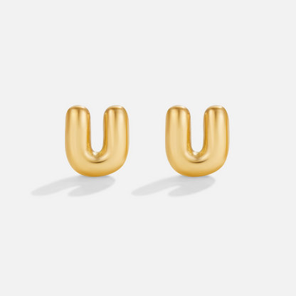 Gold Bubble Letter Earrings