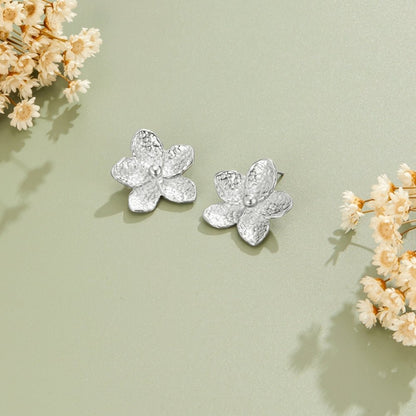 Blooming Silver Flower Earrings