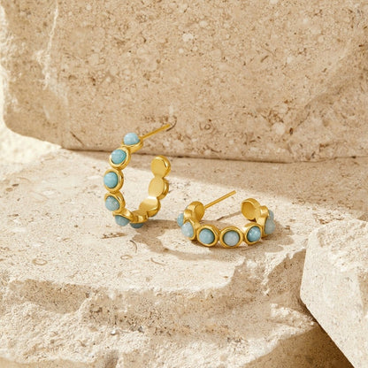 Classic Amazonite Hoop Earrings