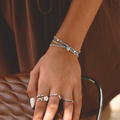 Elara Crystal Bloom Silver Bracelet