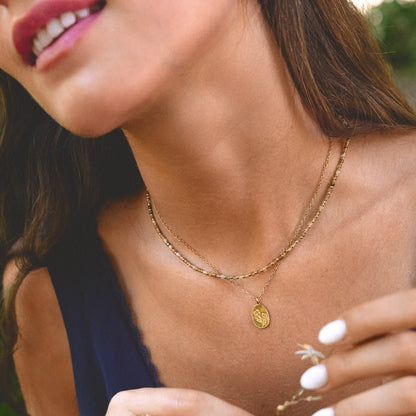 Engraved Wildflower Gold Necklace