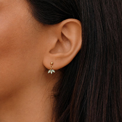Gold Marquise Petal Drop Earrings