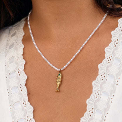 Golden Fish Pearl Necklace