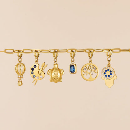 Golden Hot Air Balloon Charm