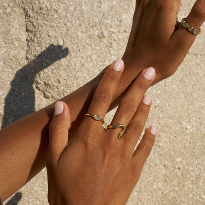 Selene Gold Moonstone Ring