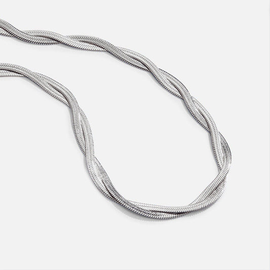 Silver Chiara Twist Snake Chain Necklace