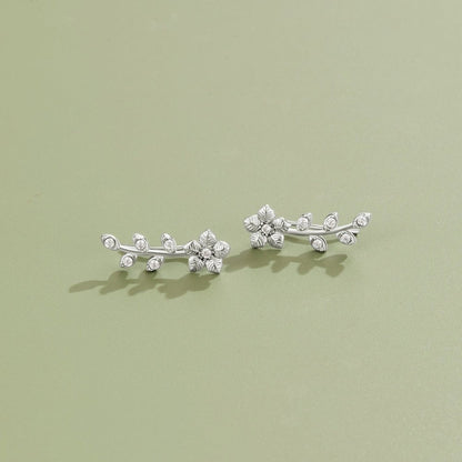 Silver Crystal Vine Earrings