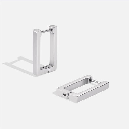 Silver Rectangle Hoop Earrings