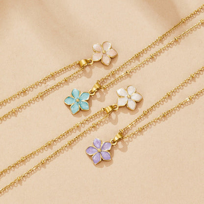 Turquoise Sakura Bloom Gold Necklace