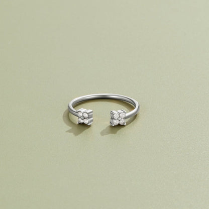 Twin Petal Silver Ring